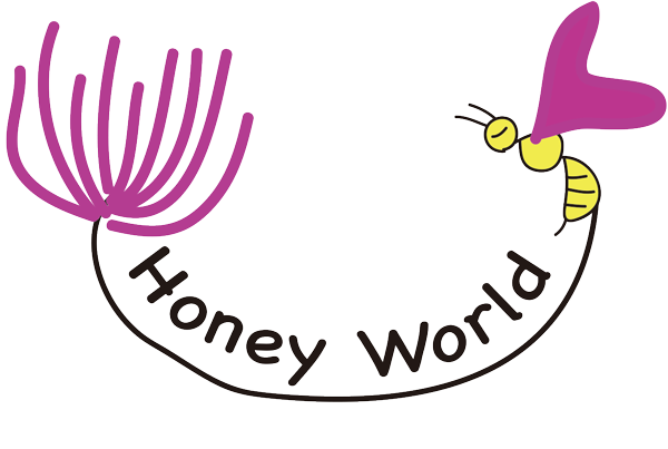 花と蜂がモチーフのショップロゴ